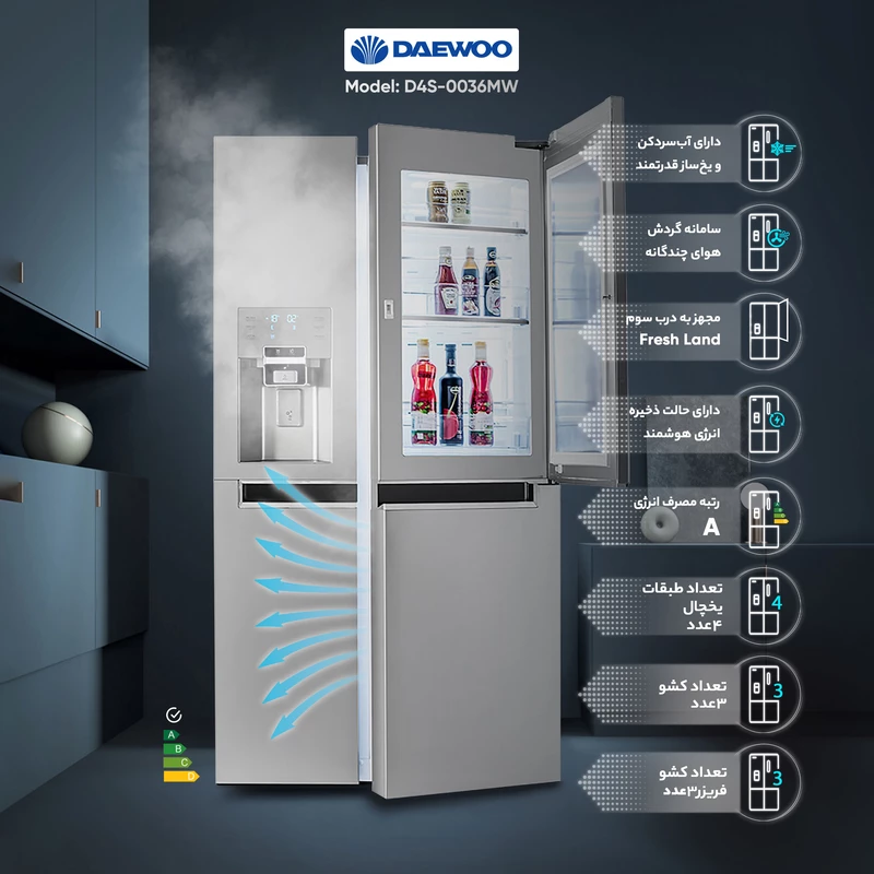 یخچال و فریزر ساید بای ساید 36 فوت دوو مدل DS-3640MW