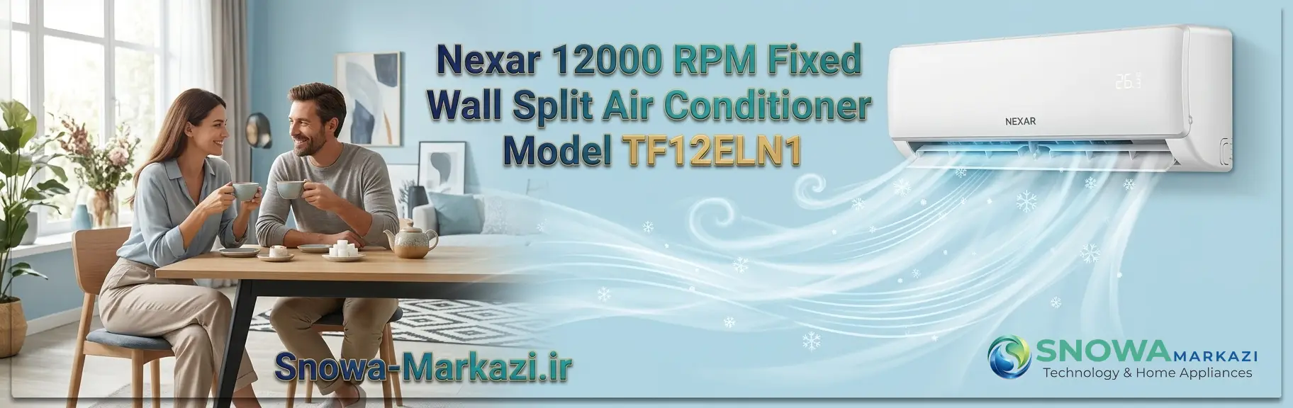 کولر گازی اسپلیت دیواری 12000 دور ثابت نکسار مدل TF12ELN1