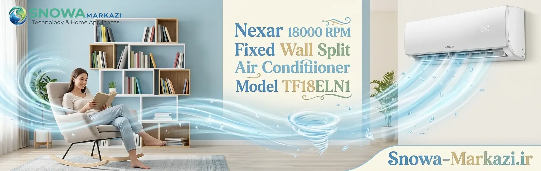 کولر گازی اسپلیت دیواری 18000 دور ثابت نکسار مدل TF18ELN1