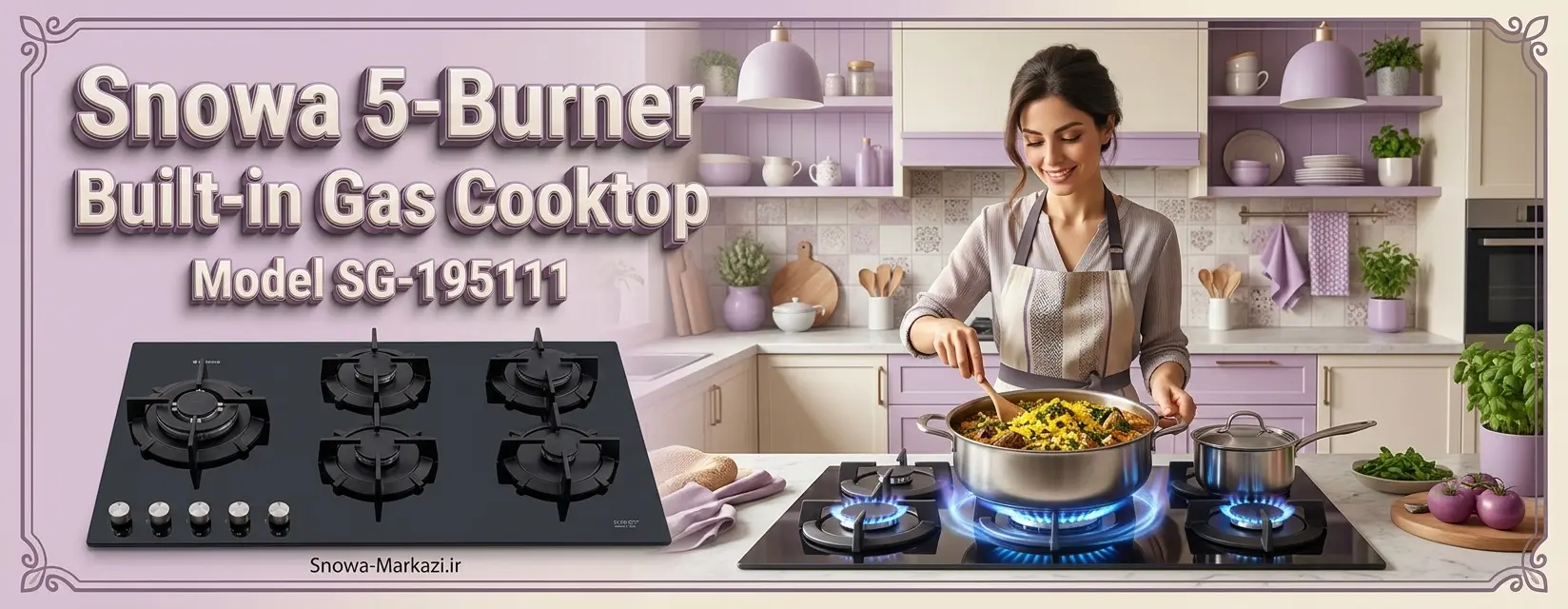 اجاق گاز صفحه‌ای پنج شعله اسنوا مدل SG-195111